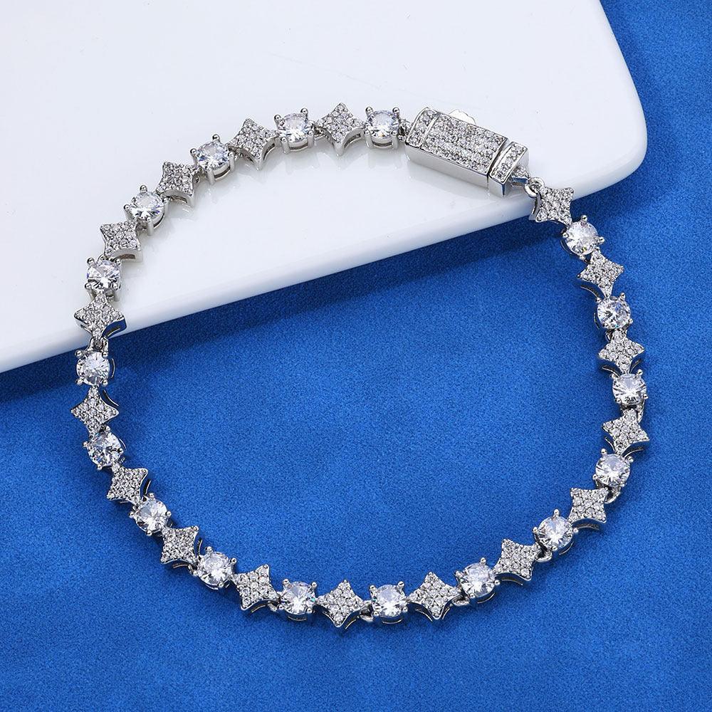 Custom 6mm 18K Gold Moissanite Star Bracelet | Women's Luxury Hip Hop Bling | Caratix - CaratixJewelry